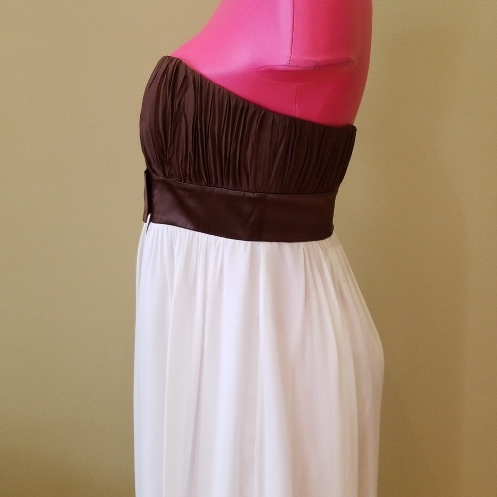 BCBG Paris Classy Brown/WhiteTulle Strapless Dress - Picture 3 of 6